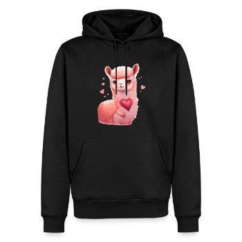 Lama Valentinstag Geschenk - Männer Premium Bio Hoodie - Schwarz - Vorne - Nico (187cm)