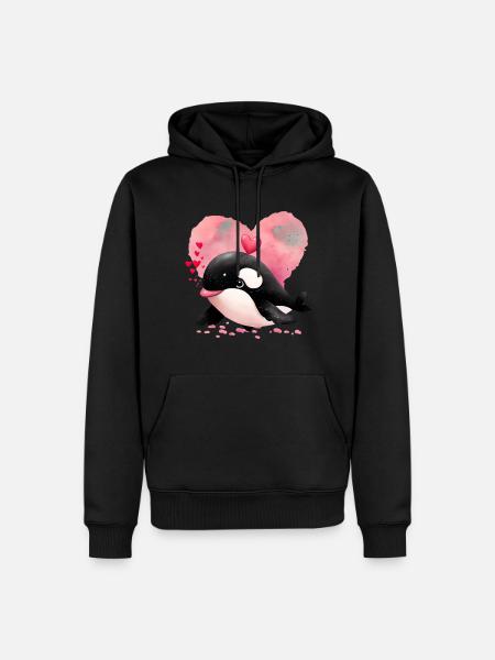 Cadeau de Saint-Valentin Baleine - Sweat à capuche Premium bio Homme - noir