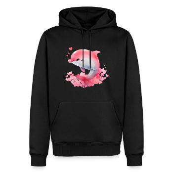 Delfin Valentinstag Geschenk - Männer Premium Bio Hoodie - Schwarz - Vorne - Nico (187cm)