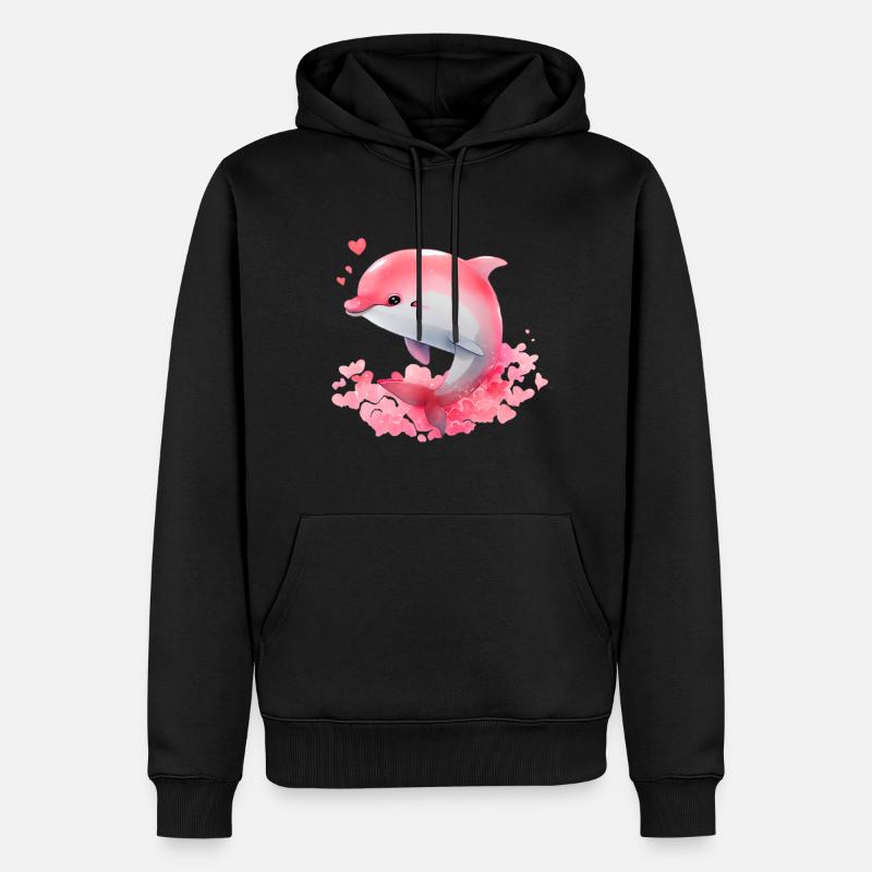 Cadeau de Saint-Valentin Dolphin - Sweat à capuche Premium bio Homme - noir