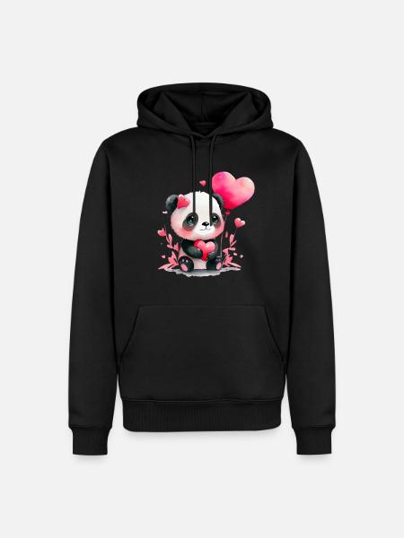 Panda Bear Cadeau de Saint-Valentin - Sweat à capuche Premium bio Homme - noir