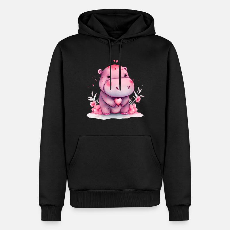 Hippo Cadeau de Saint-Valentin - Sweat à capuche Premium bio Homme - noir