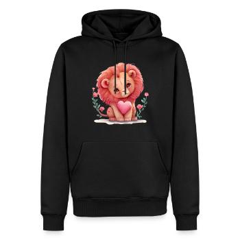 Cadeau de Saint-Valentin Lion - Sweat à capuche Premium bio Homme - noir - Devant - Nico (187cm)