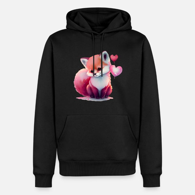 Cadeau de Saint-Valentin Fox - Sweat à capuche Premium bio Homme - noir
