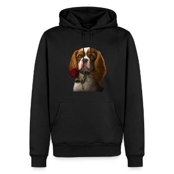 Cavalier King Charles Spaniel Saint-Valentin - Sweat à capuche Premium bio Homme - noir - Devant - Nico (187cm)