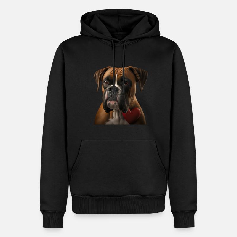 Boxer Saint-Valentin - Sweat à capuche Premium bio Homme - noir