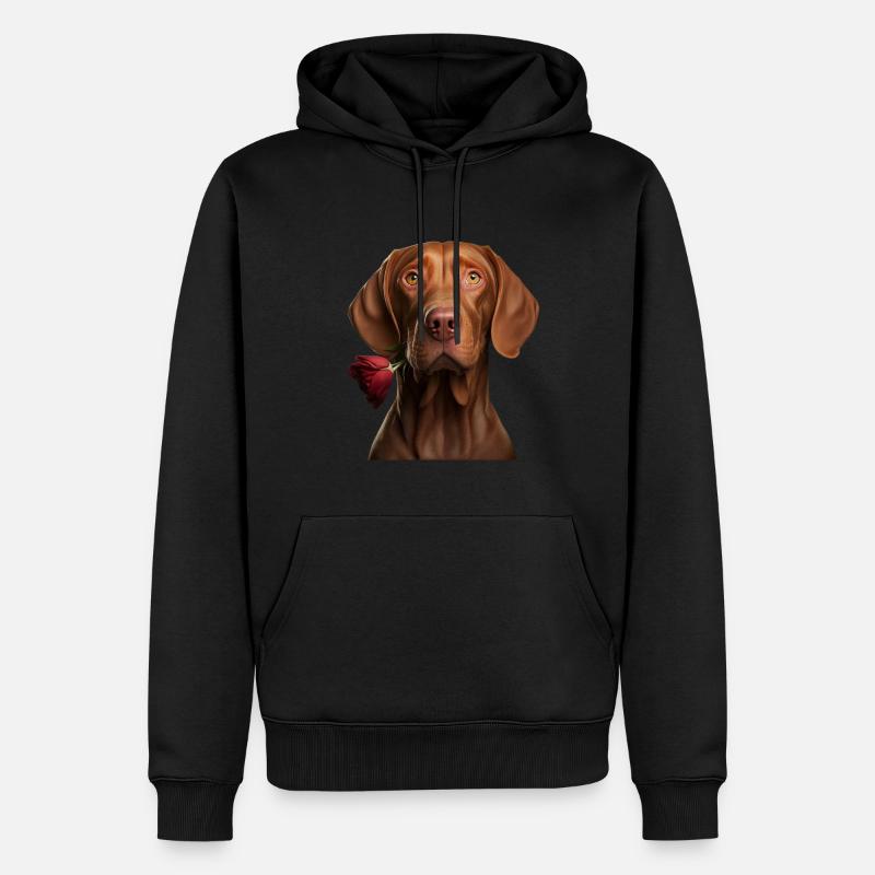 Vizsla Saint-Valentin - Sweat à capuche Premium bio Homme - noir