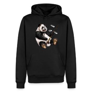 Angelnder Panda, Angel, Fischen - Männer Premium Bio Hoodie - Schwarz - Vorne - Nico (187cm)