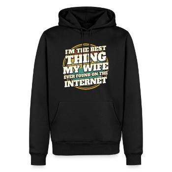 Gefunden von meiner Frau Humor Witz Paar - Männer Premium Bio Hoodie - Schwarz - Vorne - Nico (187cm)