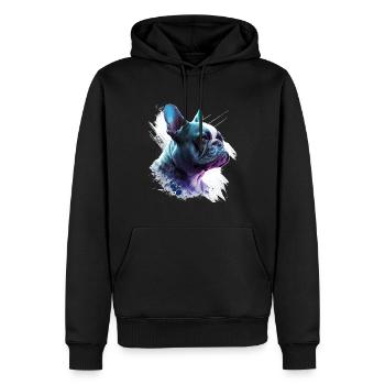 Frenchie French Bulldog Peinture abstraite couleur - Sweat à capuche Premium bio Homme - noir - Devant - Nico (187cm)