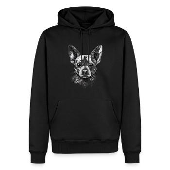 Chihuahua | Mosaik | Geometrisch | Kunst | Hund | - Männer Premium Bio Hoodie - Schwarz - Vorne - Nico (187cm)