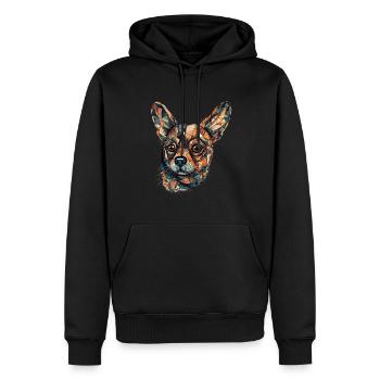 Chihuahua | Mosaik | Geometrisch | Kunst | Hund | - Männer Premium Bio Hoodie - Schwarz - Vorne - Nico (187cm)