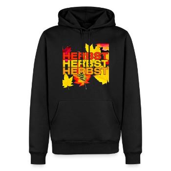 Blättertanz im Herbst mit lebendigen Farbtönen - Männer Premium Bio Hoodie - Schwarz - Vorne - Nico (187cm)