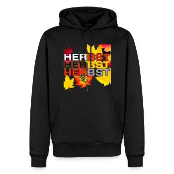 Herbstzauber Buntes Blattmuster - Männer Premium Bio Hoodie - Schwarz - Vorne - Nico (187cm)