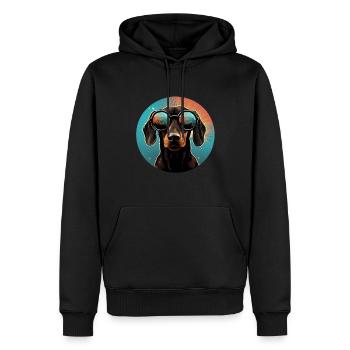 Teckel Cool - Chien teckel - Sweat à capuche Premium bio Homme - noir - Devant - Nico (187cm)