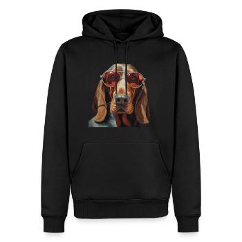 Basset Hound Cool - Basset Hound Hund - Männer Premium Bio Hoodie - Schwarz - Vorne - Nico (187cm)