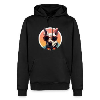 Bull Terrier Cool - Bull Terrier Dog - Men’s Premium Organic Hoodie - black - Front - Nico (187cm)