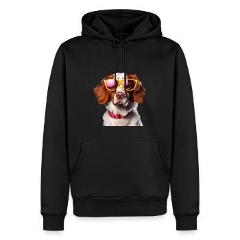 Epagneul Breton Cool - Epagneul Chien Breton - Sweat à capuche Premium bio Homme - noir - Devant - Nico (187cm)