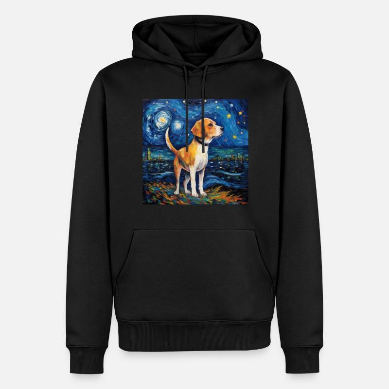 Beagle Nuit étoilée - Sweat à capuche Premium bio Homme - noir