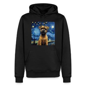 Border Terrier Nuit étoilée - Sweat à capuche Premium bio Homme - noir - Devant - Nico (187cm)