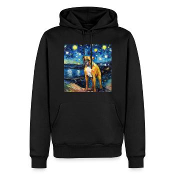 Deutscher Boxer Sternennacht - Männer Premium Bio Hoodie - Schwarz - Vorne - Nico (187cm)