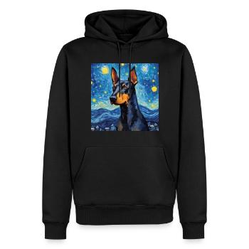 Dobermann Sternennacht - Männer Premium Bio Hoodie - Schwarz - Vorne - Nico (187cm)