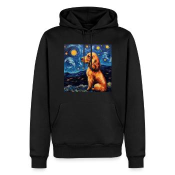 Cocker Épagneul Nuit Étoilée - Sweat à capuche Premium bio Homme - noir - Devant - Nico (187cm)