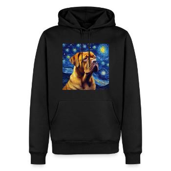 Bordeauxdogge Sternennacht - Männer Premium Bio Hoodie - Schwarz - Vorne - Nico (187cm)