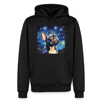 Bouledogue français Nuit étoilée - Sweat à capuche Premium bio Homme - noir - Devant - Nico (187cm)
