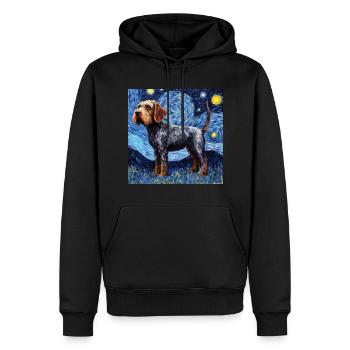 German Wirehaired Starry Night - Men’s Premium Organic Hoodie - black - Front - Nico (187cm)