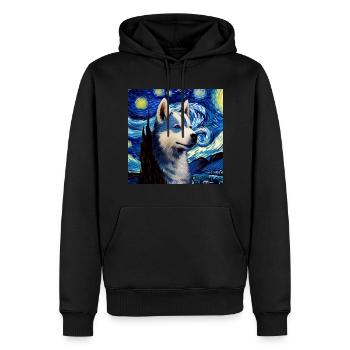Husky Sternennacht - Männer Premium Bio Hoodie - Schwarz - Vorne - Nico (187cm)