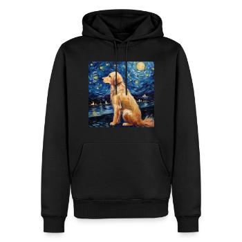 Golden Retriever Nuit étoilée - Sweat à capuche Premium bio Homme - noir - Devant - Nico (187cm)