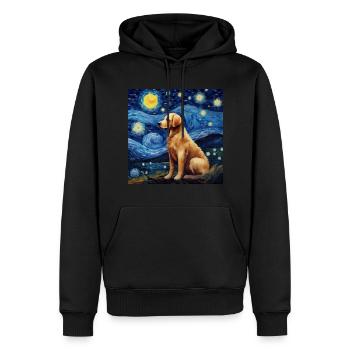Golden Retriever Nuit étoilée - Sweat à capuche Premium bio Homme - noir - Devant - Nico (187cm)