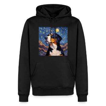 Grand Bouvier Suisse Nuit étoilée - Sweat à capuche Premium bio Homme - noir - Devant - Nico (187cm)