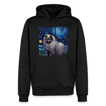 Wolfsspitz Nuit étoilée - Sweat à capuche Premium bio Homme - noir - Devant - Nico (187cm)