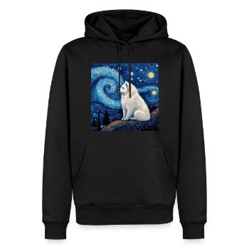 Samojede Sternennacht - Männer Premium Bio Hoodie - Schwarz - Vorne - Nico (187cm)