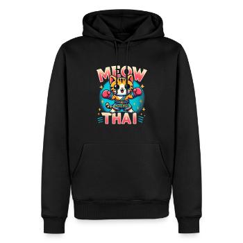 Arts martiaux mixtes Miaou Thaï Muay Thai Cat - Sweat à capuche Premium bio Homme - noir - Devant - Nico (187cm)