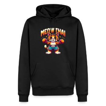 Arts martiaux mixtes Miaou Thaï Muay Thai Cat - Sweat à capuche Premium bio Homme - noir - Devant - Nico (187cm)