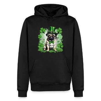 Carlin de la Saint-Patrick I Shamrock Carlin de la Saint-Paddy - Sweat à capuche Premium bio Homme - noir - Devant - Nico (187cm)