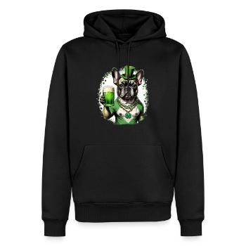 Bouledogue français de la Saint-Patrick I St. Paddy’s - Sweat à capuche Premium bio Homme - noir - Devant - Nico (187cm)