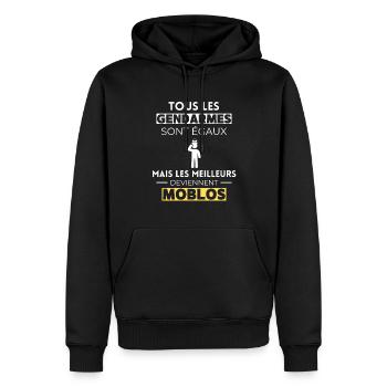 Les gendarmes sont égaux les meilleurs sont moblos - Sweat à capuche Premium bio Homme - noir - Devant - Nico (187cm)