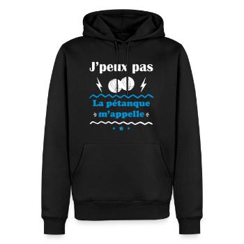 J'peux pas la pétanque m'appelle - Sweat à capuche Premium bio Homme - noir - Devant - Nico (187cm)