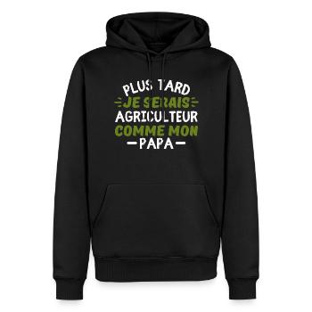 Plus tard je serais agriculteur comme mon papa - Sweat à capuche Premium bio Homme - noir - Devant - Nico (187cm)