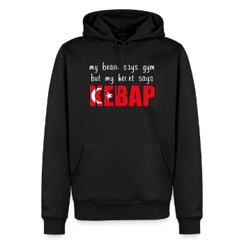 Mon cœur dit Kebap - Sweat à capuche Premium bio Homme - noir - Devant - Nico (187cm)