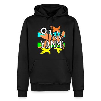 On né yanm! - Sweat à capuche Premium bio Homme - noir - Devant - Nico (187cm)