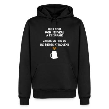 Bière Humour Pour Papa Message Drôle - Sweat à capuche Premium bio Homme - noir - Devant - Nico (187cm)