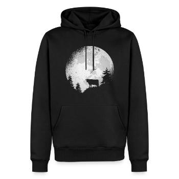 Vache Vaches Lune Agriculture Ferme - Sweat à capuche Premium bio Homme - noir - Devant - Nico (187cm)