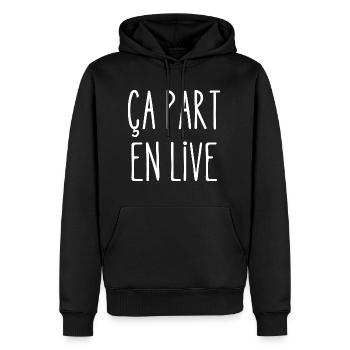 ça part en live - Sweat à capuche Premium bio Homme - noir - Devant - Nico (187cm)
