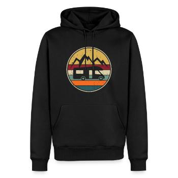 Camping-car Camping Rétro Camping-car Conducteur de camping-car - Sweat à capuche Premium bio Homme - noir - Devant - Nico (187cm)