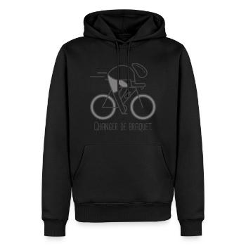 velo vélo vélos velos cycliste changer de braquet - Sweat à capuche Premium bio Homme - noir - Devant - Nico (187cm)